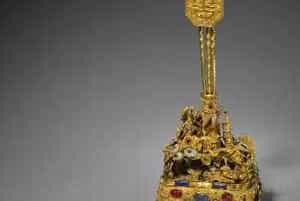金嵌玉石松竹铲箸座 - 故宫金银锡器藏品