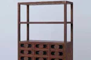 红漆描金花卉纹架格 - 故宫家具类藏品