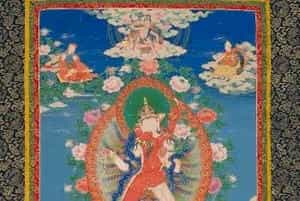 佛海观世音菩萨唐卡 - 故宫宫廷宗教类藏品