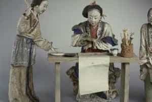彩塑惜春作画像 - 故宫雕塑类藏品