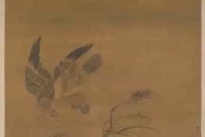 吕纪残荷鹰鹭图轴 - 故宫绘画藏品