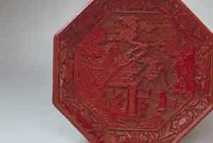 “杨茂造”剔红观瀑图八方盘 - 故宫漆器藏品