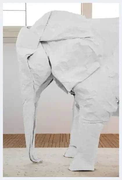 房间里的大象:艺术家一张纸折出真实比例大象_第4张