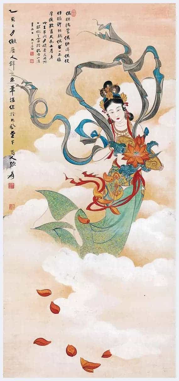 张大千人物画在华艺国际秋拍 “天女散花”_第4张