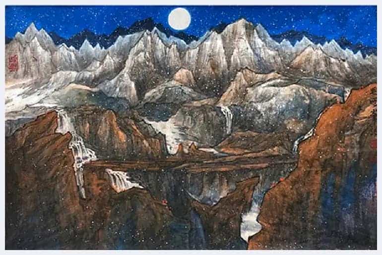 华滋厚实，瑰丽奇峻:品读毛雪峰的重彩山水画_第2张
