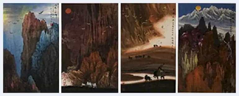 华滋厚实，瑰丽奇峻:品读毛雪峰的重彩山水画_第9张
