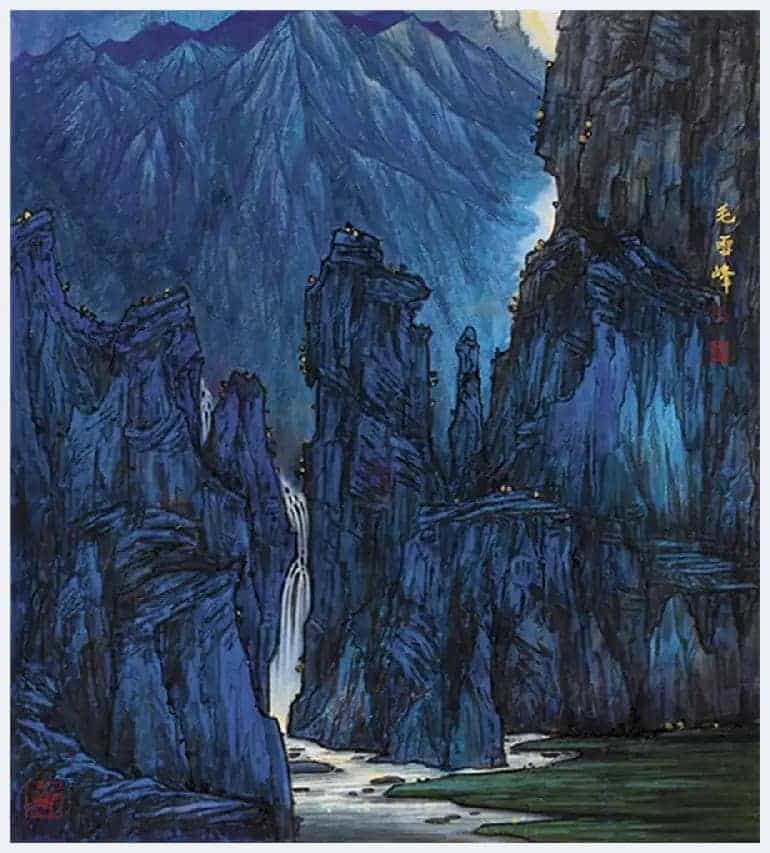 华滋厚实，瑰丽奇峻:品读毛雪峰的重彩山水画_第8张