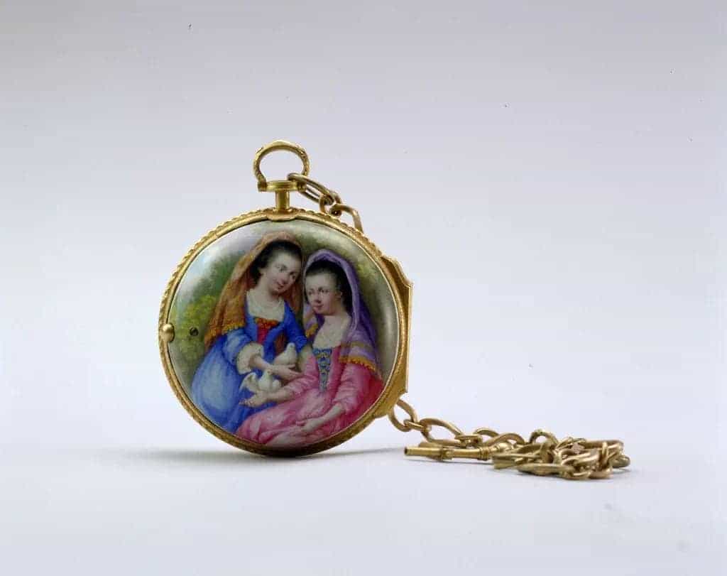 铜镀金仕女戏鸽珐琅画怀表 - 故宫钟表仪器类藏品_第2张