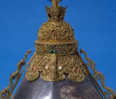 蓝色缎铜钉顺治帝御用棉甲 - 故宫武备仪仗类藏品_第4张