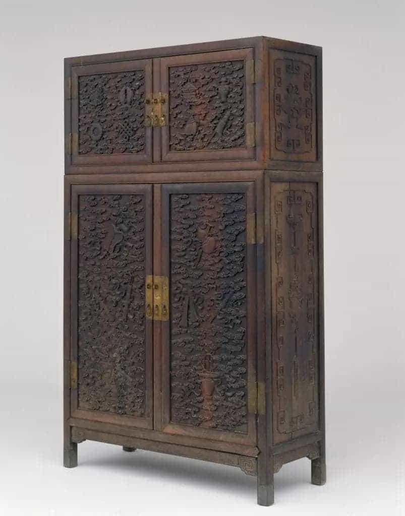紫檀木雕八仙八宝纹顶箱立柜 - 故宫家具类藏品_第1张