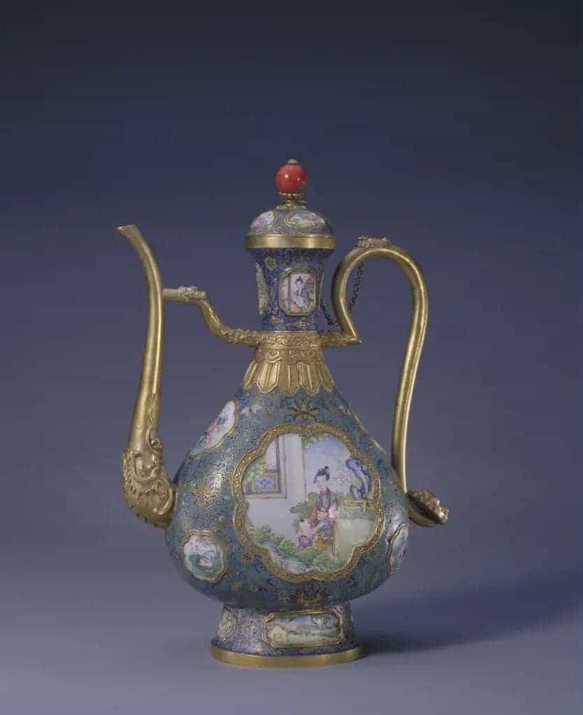 乾隆款金胎掐丝珐琅嵌画珐琅执壶 - 故宫珐琅器藏品_第2张