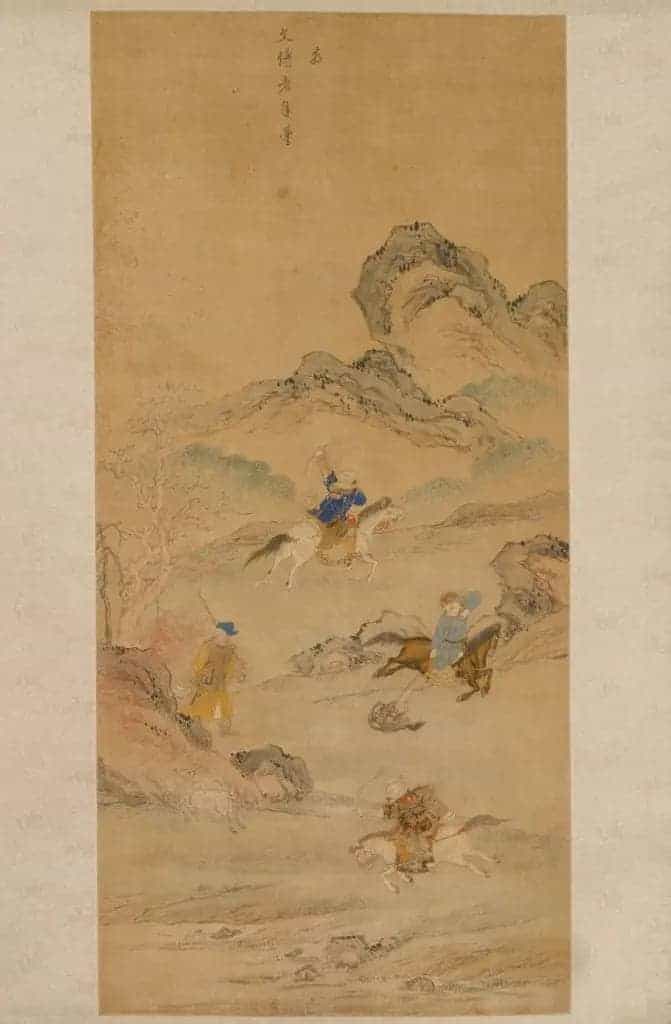 顾绣围猎图轴 - 故宫织绣类藏品_第1张