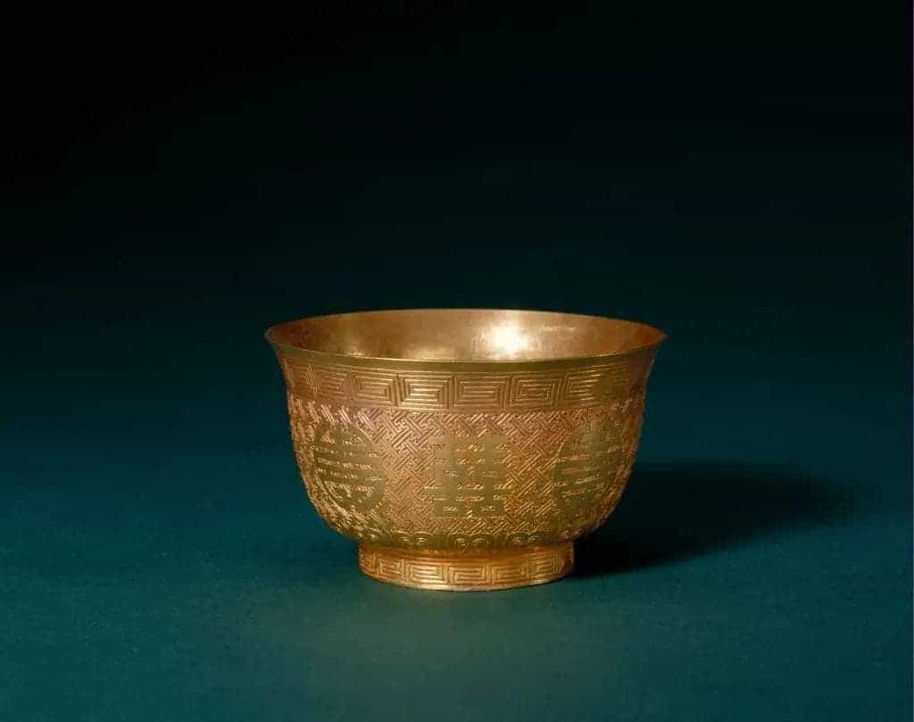 金錾团寿囍字茶碗 - 故宫金银锡器藏品_第1张