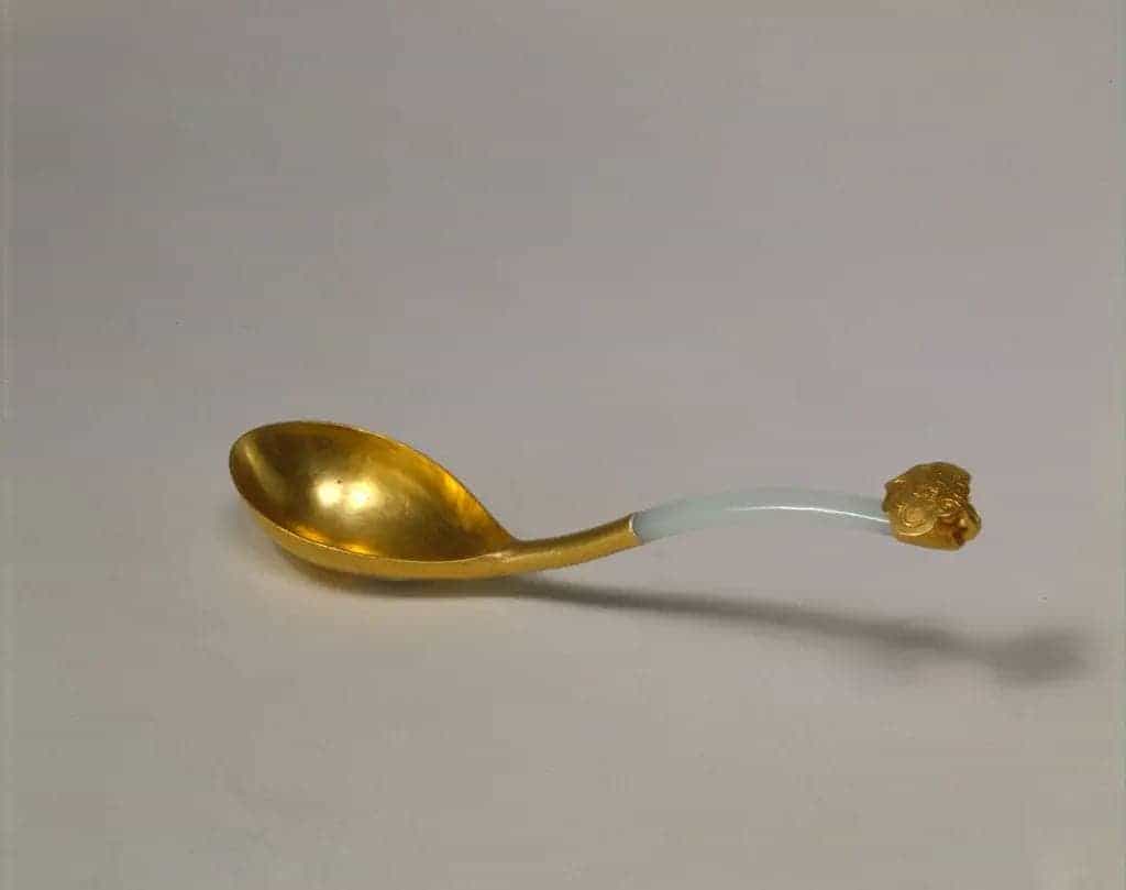金嵌青玉柄匙 - 故宫金银锡器藏品_第1张