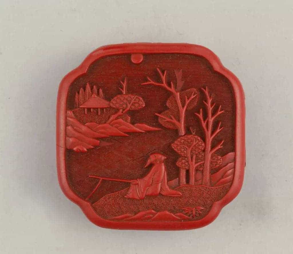 剔红垂钓图二层方盒 - 故宫漆器藏品_第3张