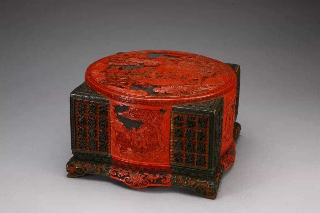 剔彩山水人物琮式盒 - 故宫漆器藏品_第2张