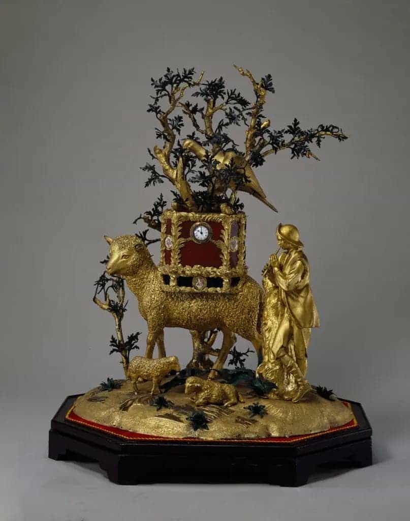 铜镀金牧羊风景羊驮钟 - 故宫钟表仪器类藏品_第1张