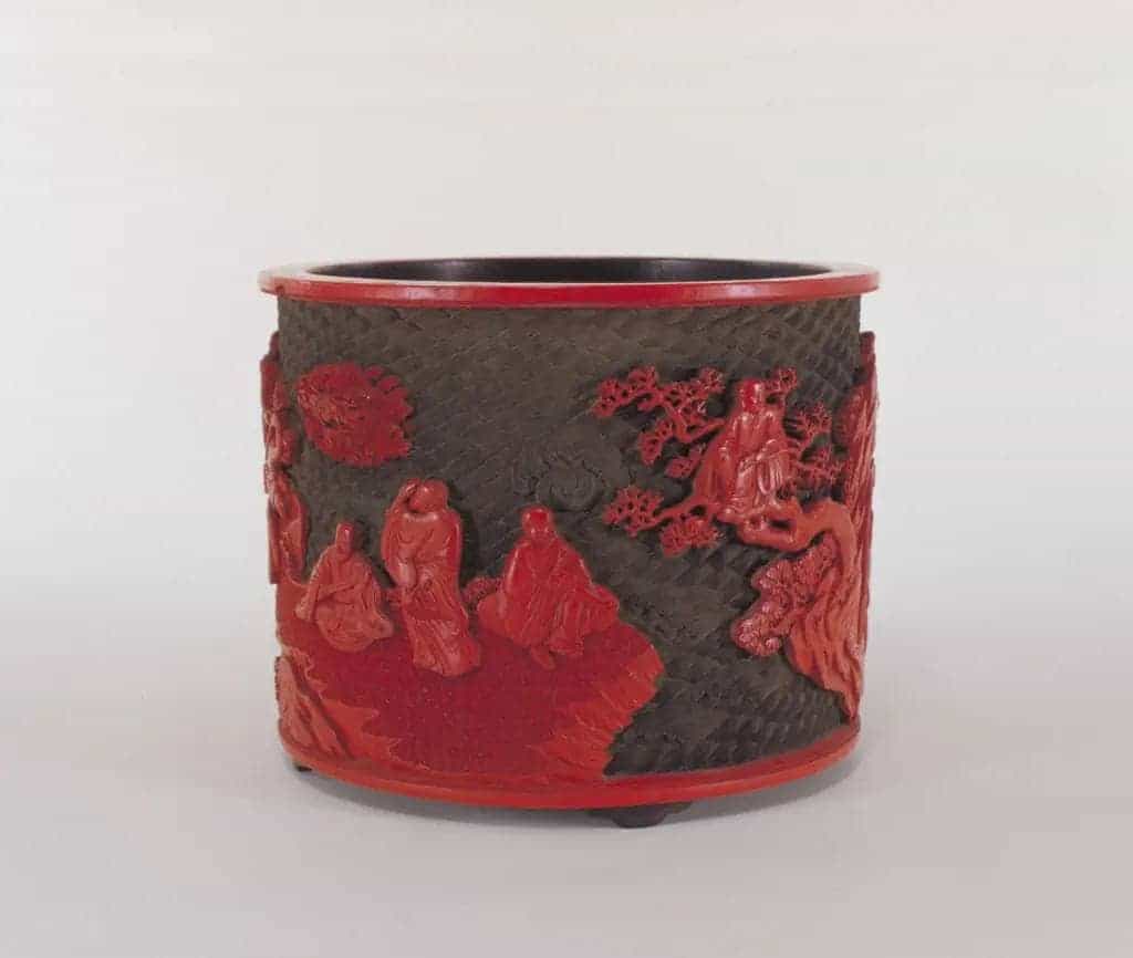 绿地剔红十八罗汉笔筒 - 故宫漆器藏品_第2张