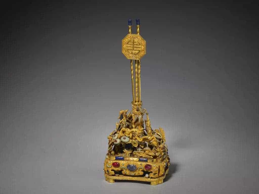 金嵌玉石松竹铲箸座 - 故宫金银锡器藏品_第1张