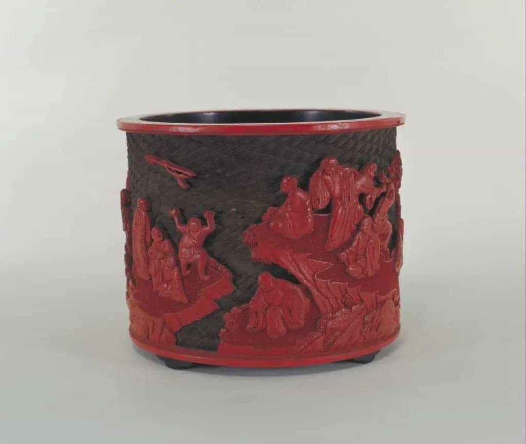 绿地剔红十八罗汉笔筒 - 故宫漆器藏品_第3张