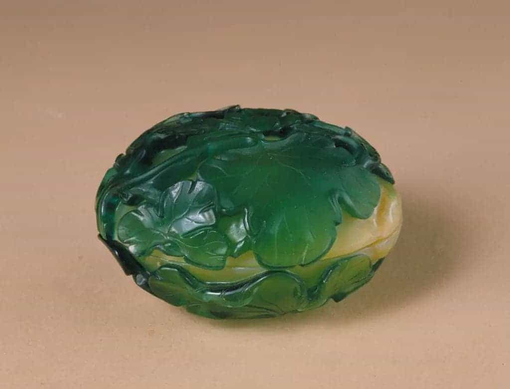 黄套绿玻璃瓜形盒 - 故宫玻璃器藏品_第1张