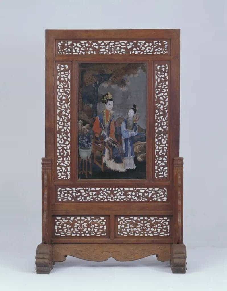 黄花梨木嵌玻璃仕女图插屏 - 故宫家具类藏品_第1张