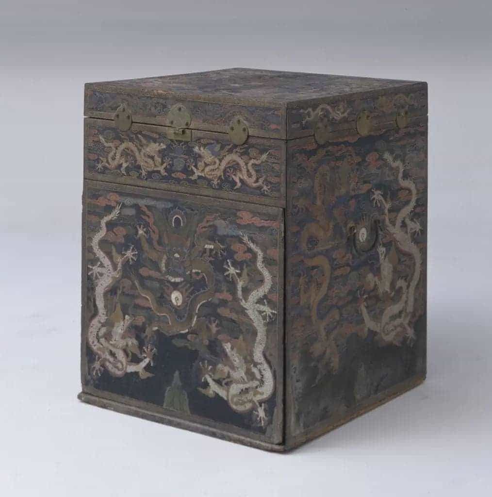 万历款黑漆彩绘嵌螺钿龙纹箱 - 故宫家具类藏品_第1张