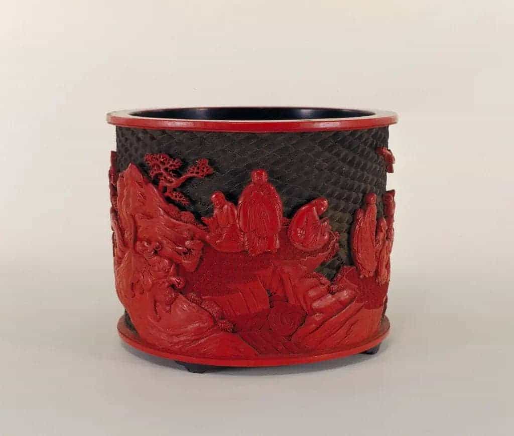 绿地剔红十八罗汉笔筒 - 故宫漆器藏品_第1张