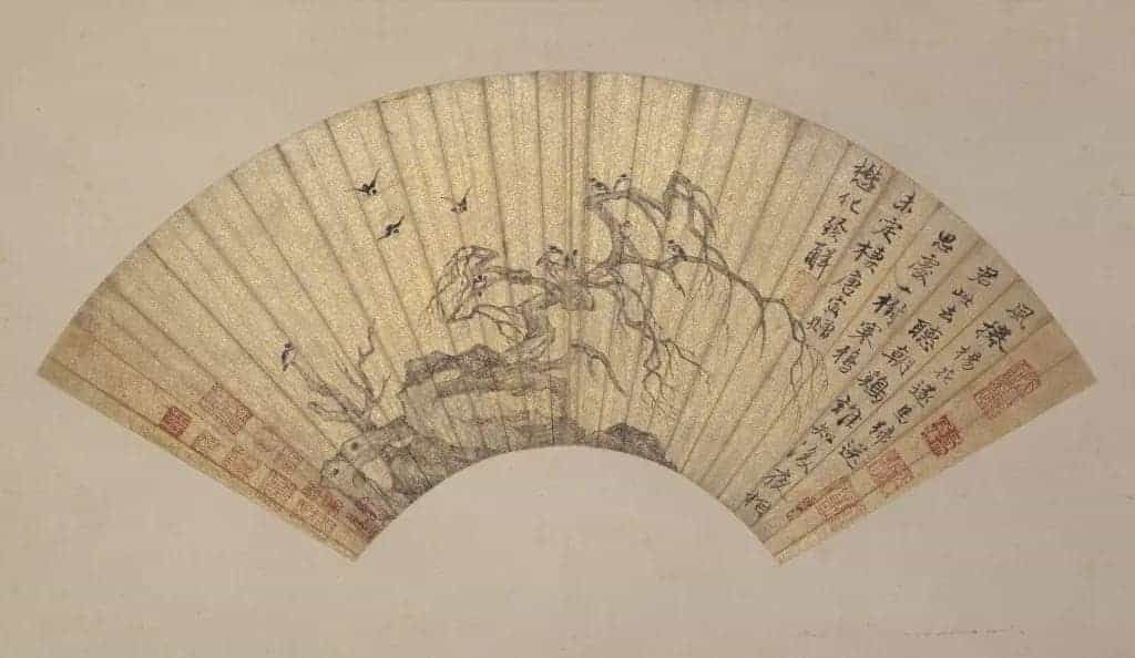 唐寅枯木寒鸦图扇页 - 故宫绘画藏品_第1张
