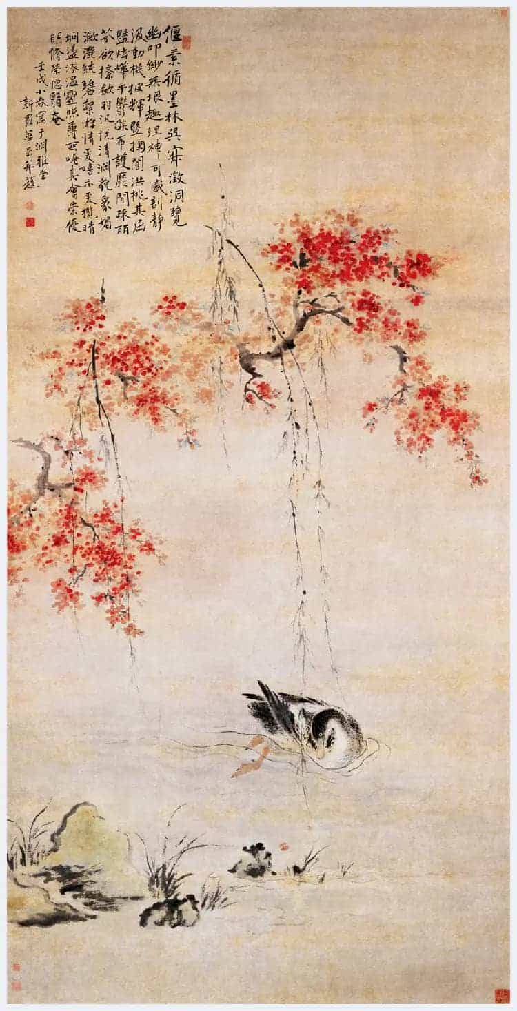华岩《桃潭浴鸭图》欣赏_第1张
