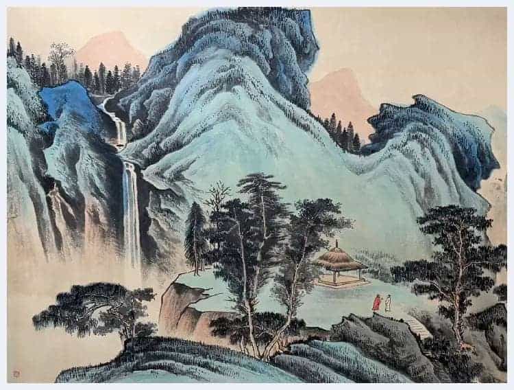 谢稚柳丈二巨制《岩树石泉图》豪迈雄奇!_第4张
