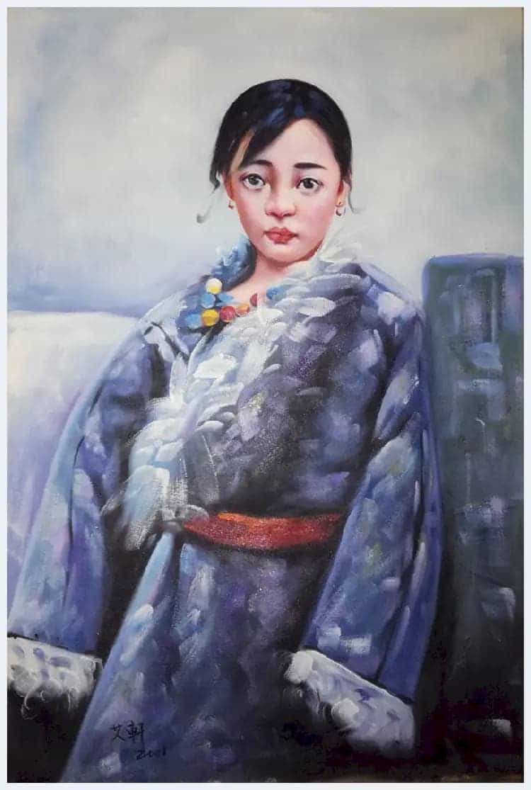 艾轩油画作品《藏族女孩》，美得让你窒息！_第1张