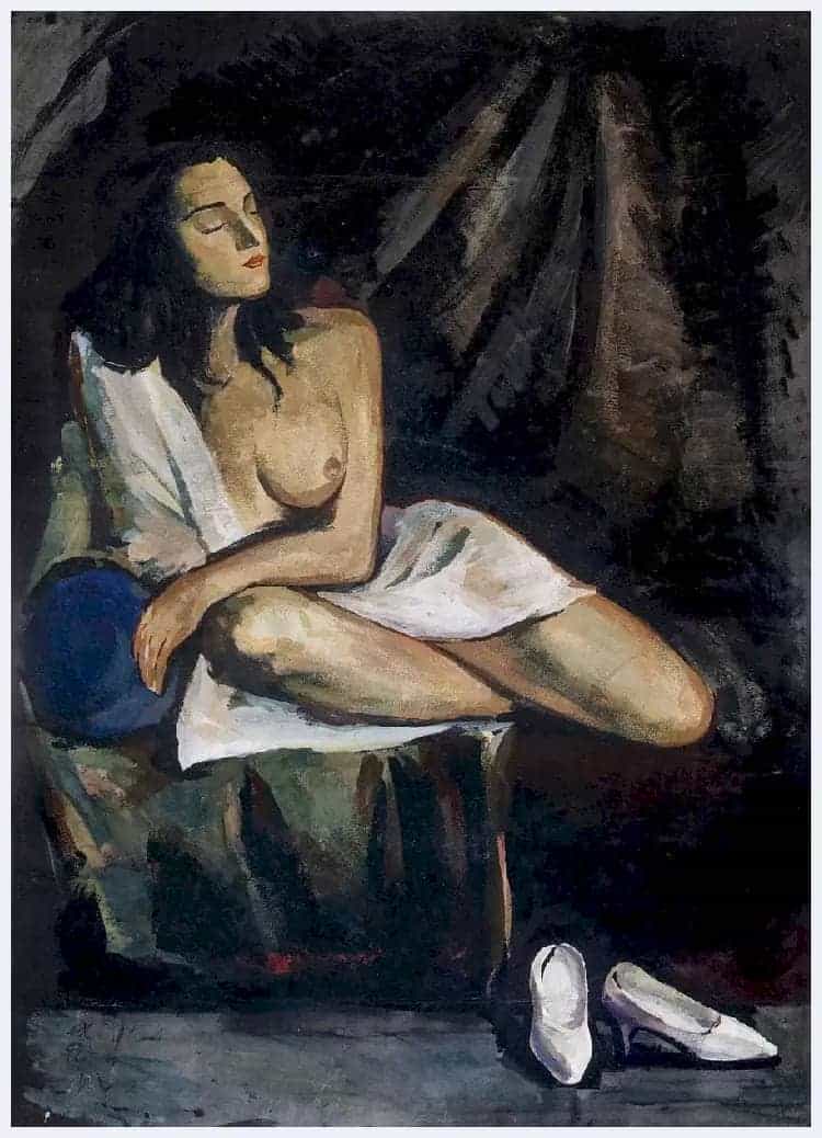 林风眠油画作品《双美图》和《琵琶仕女》_第8张