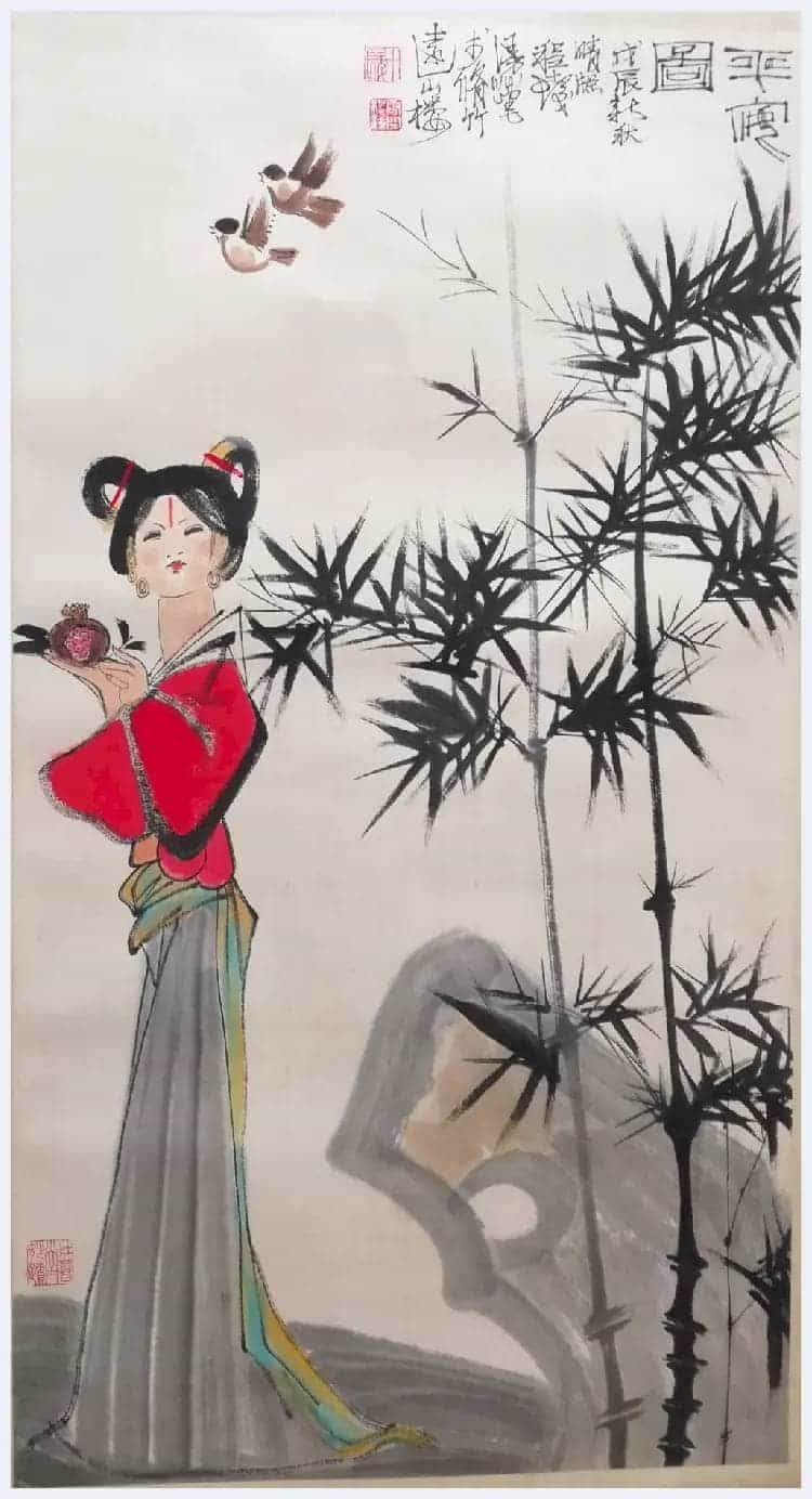 程十发作品《平安图》颇具年画风情!_第1张