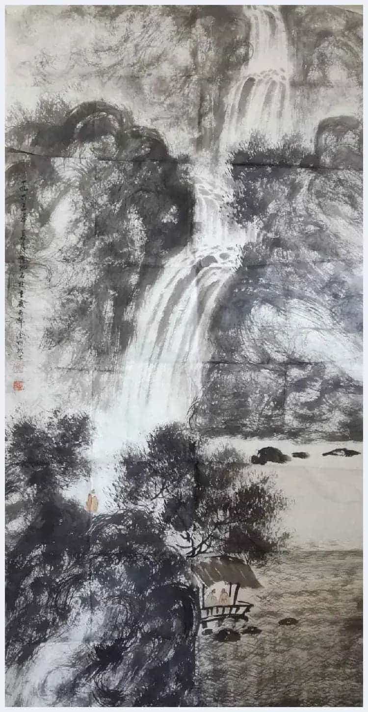 馆级藏品丨傅抱石《 高士观瀑图》 极具金刚风韵_第1张