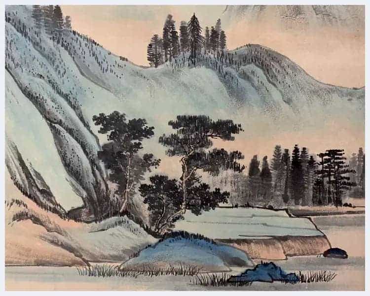 谢稚柳丈二巨制《岩树石泉图》豪迈雄奇!_第6张