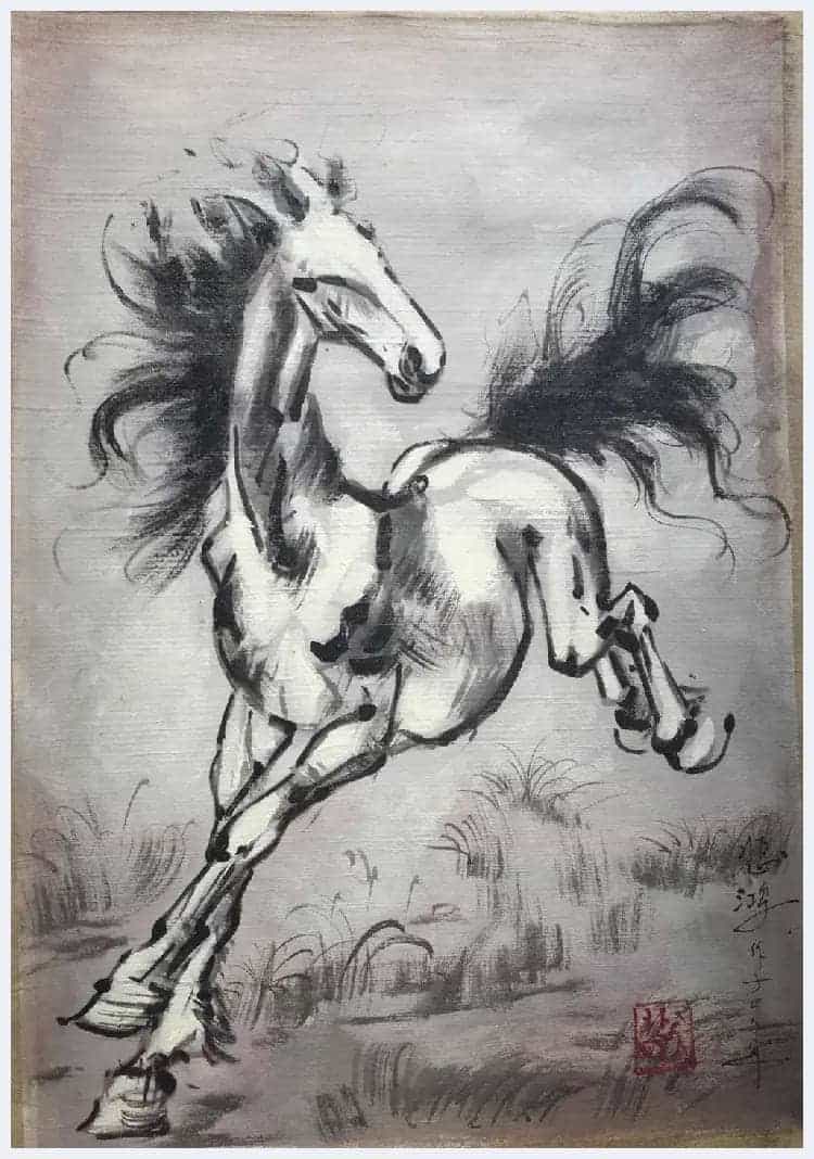 徐悲鸿油画《奔马图》，首度面世_第1张
