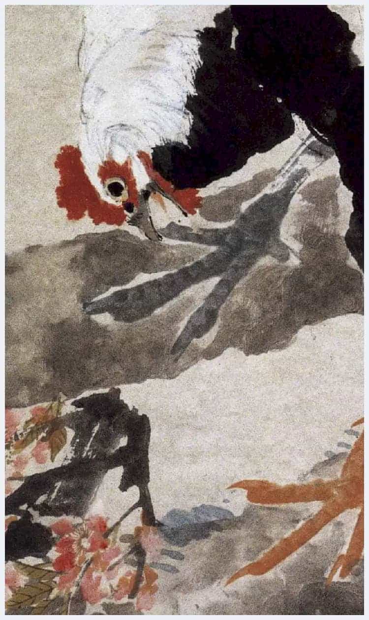 任伯年《桃花双鸡图》图赏_第3张