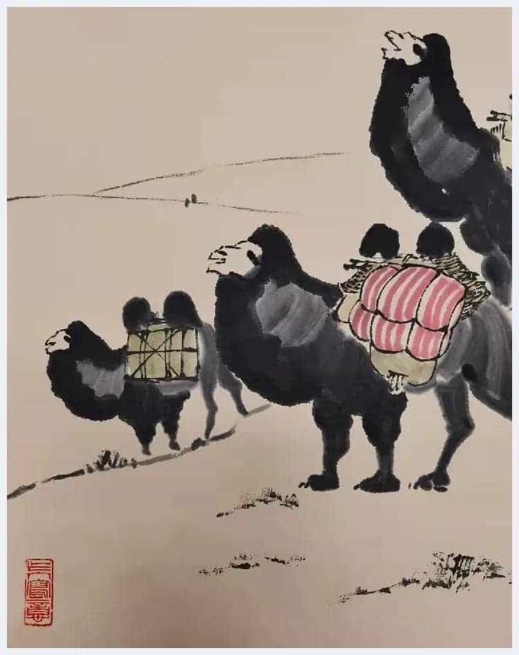 吴作人《戈壁归驼》精品佳作_第3张