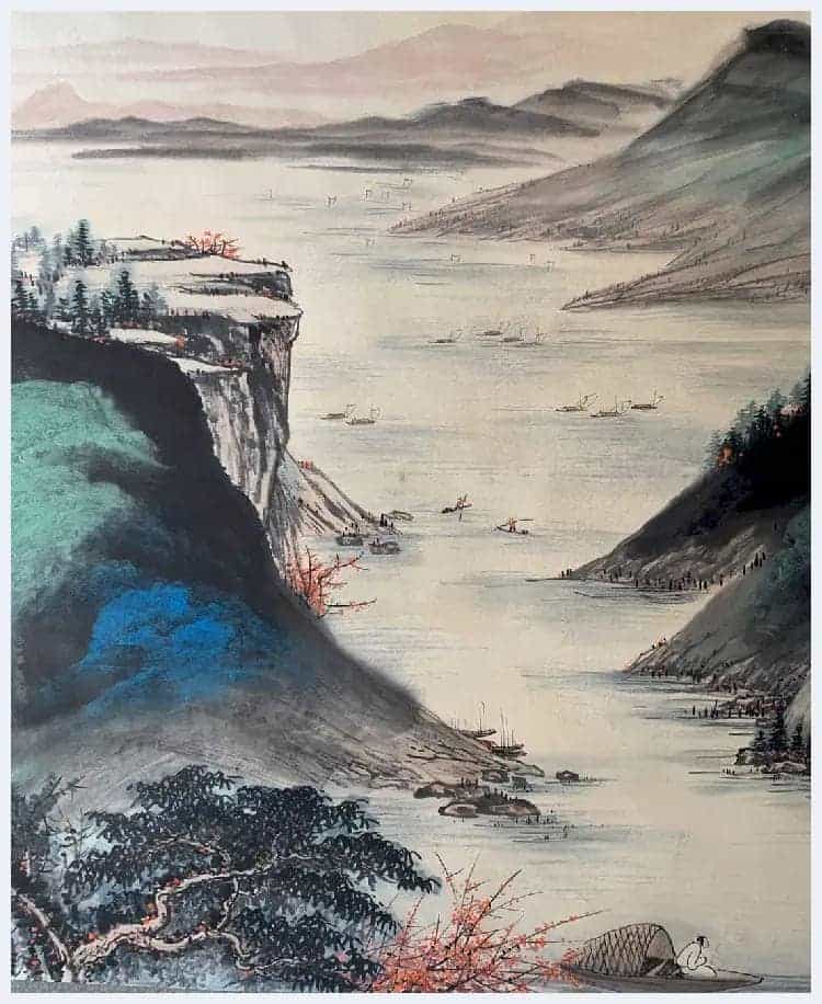 张大千丈六泼彩巨制《江静潮平图》问鼎之作_第6张