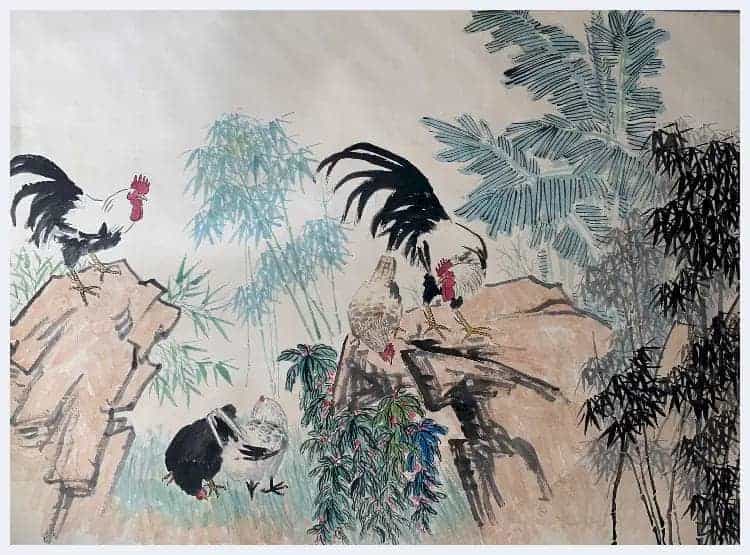 徐悲鸿丈六《大吉图》其花鸟画领军之作！_第2张