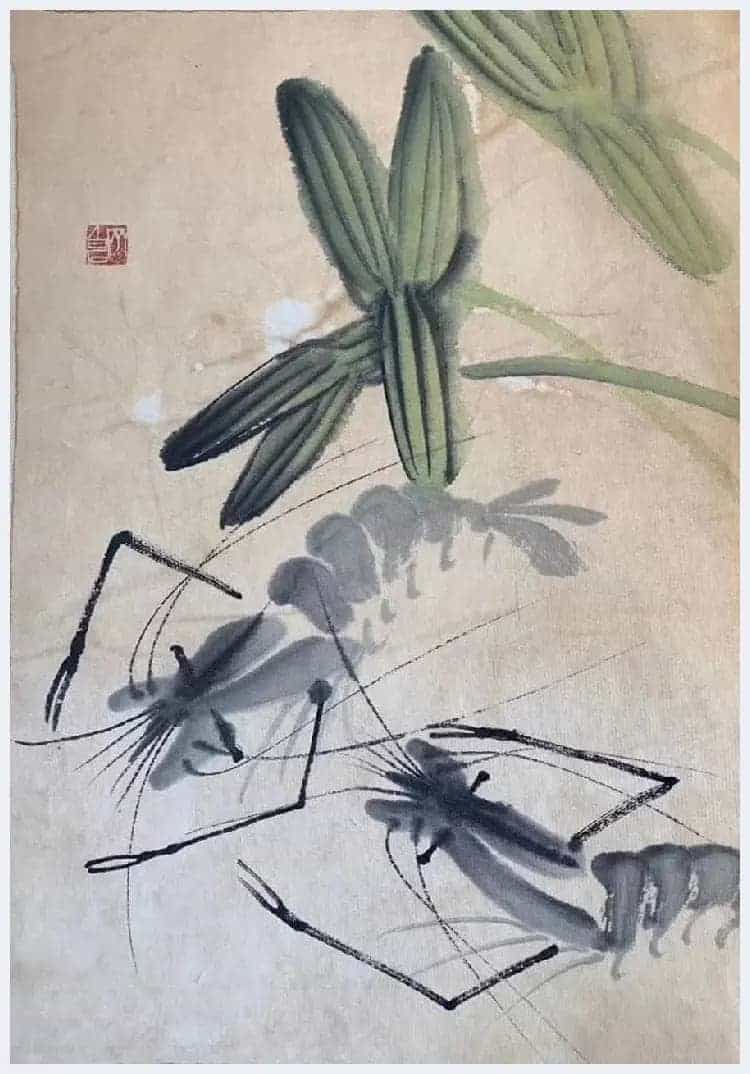 齐白石册页《虾戏图》经典力作！_第2张