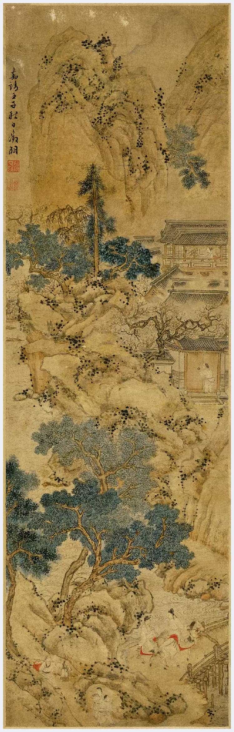 文徵明《山庄客至图》图赏_第1张