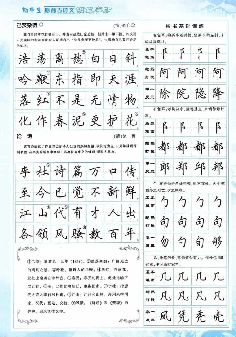 田英章钢笔字帖欣赏《初中生必背古诗文》_第6张