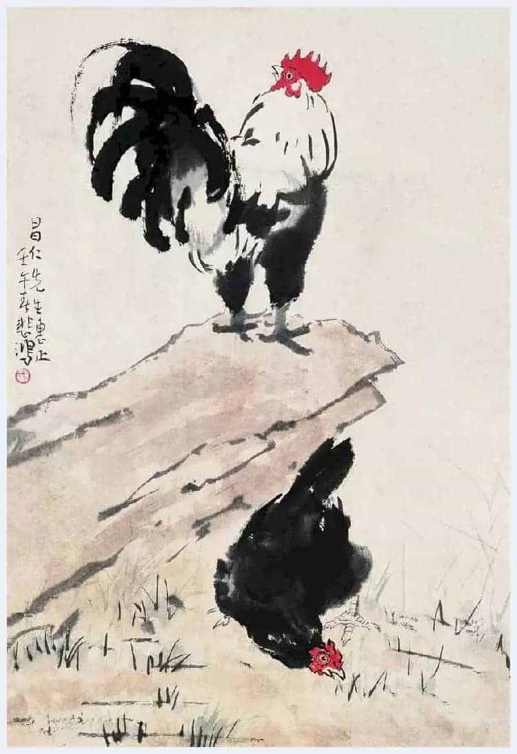 徐悲鸿国画作品《三鹅图》充满生活气息_第2张