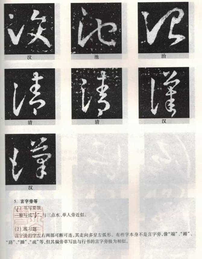 书法教程《王羲之十七帖--偏旁部首》_第6张