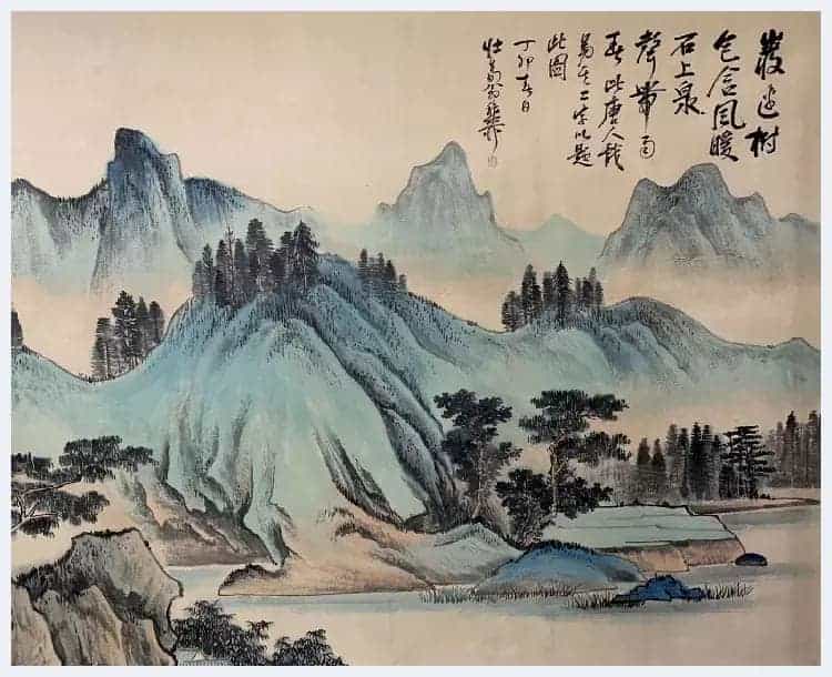 谢稚柳丈二巨制《岩树石泉图》豪迈雄奇!_第2张