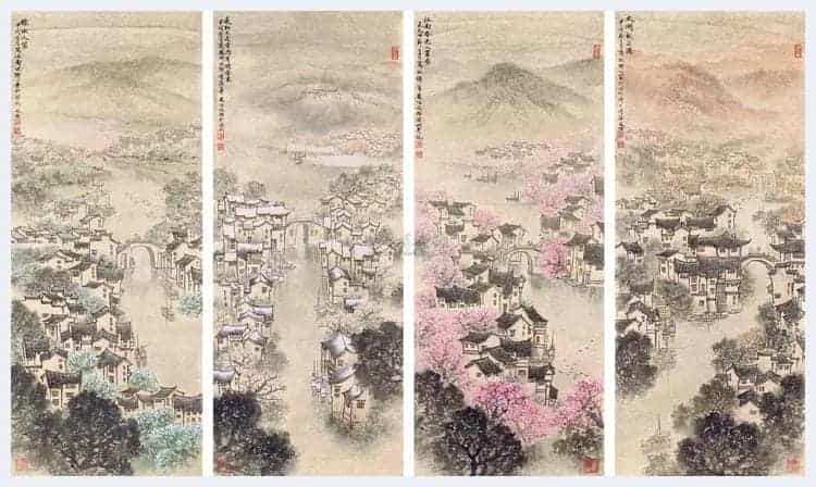 宋文治山水画《春江远帆》5尺_第2张