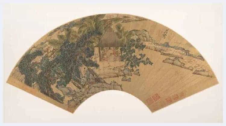 明代陈洪绶《林亭清话图》扇面赏析_第1张