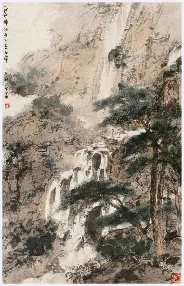 馆级藏品丨傅抱石《 高士观瀑图》 极具金刚风韵_第5张